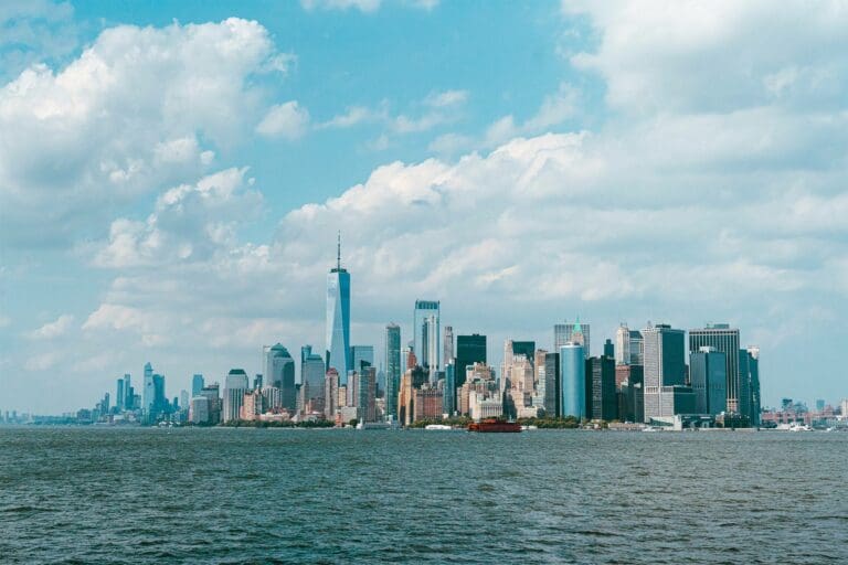 New york city skyline from the Staten Island Ferry.