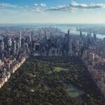Aerial view of central park in New York City showcasing skyviews.