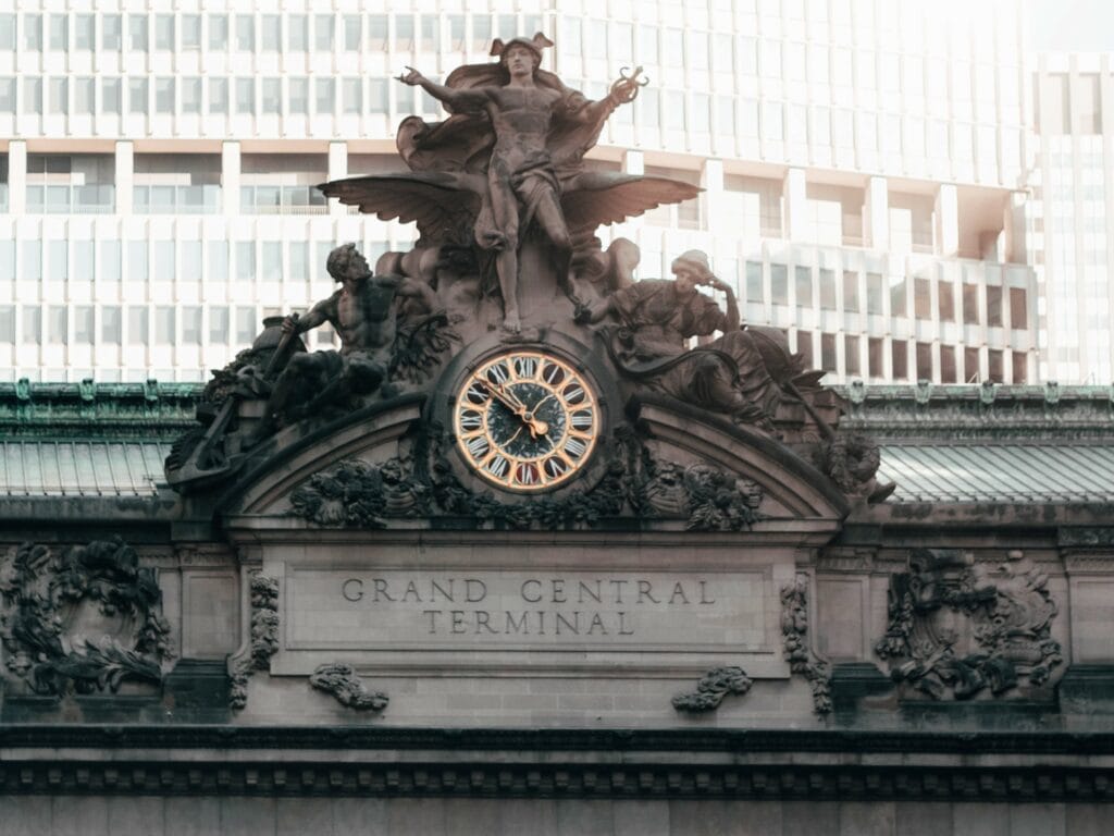 Grand central station entree and clock.
