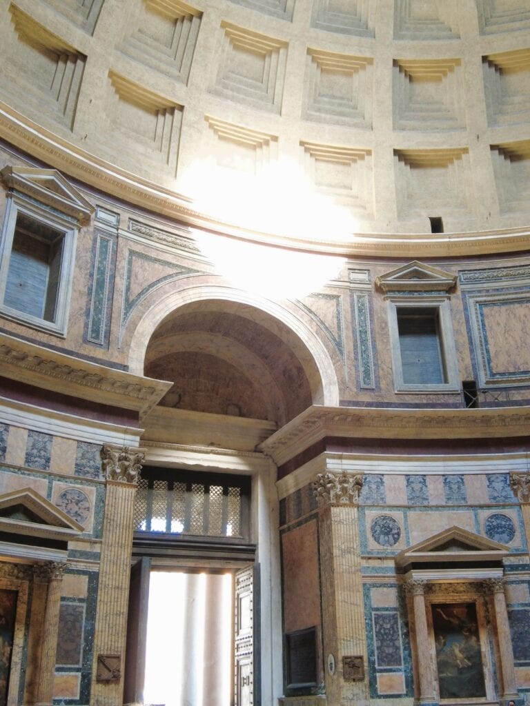 An awe-inspiring sight, the ceiling of the Pantheon in Rome is a must-see for visitors. nct