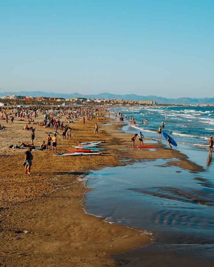 Valencia surfing beach activity 