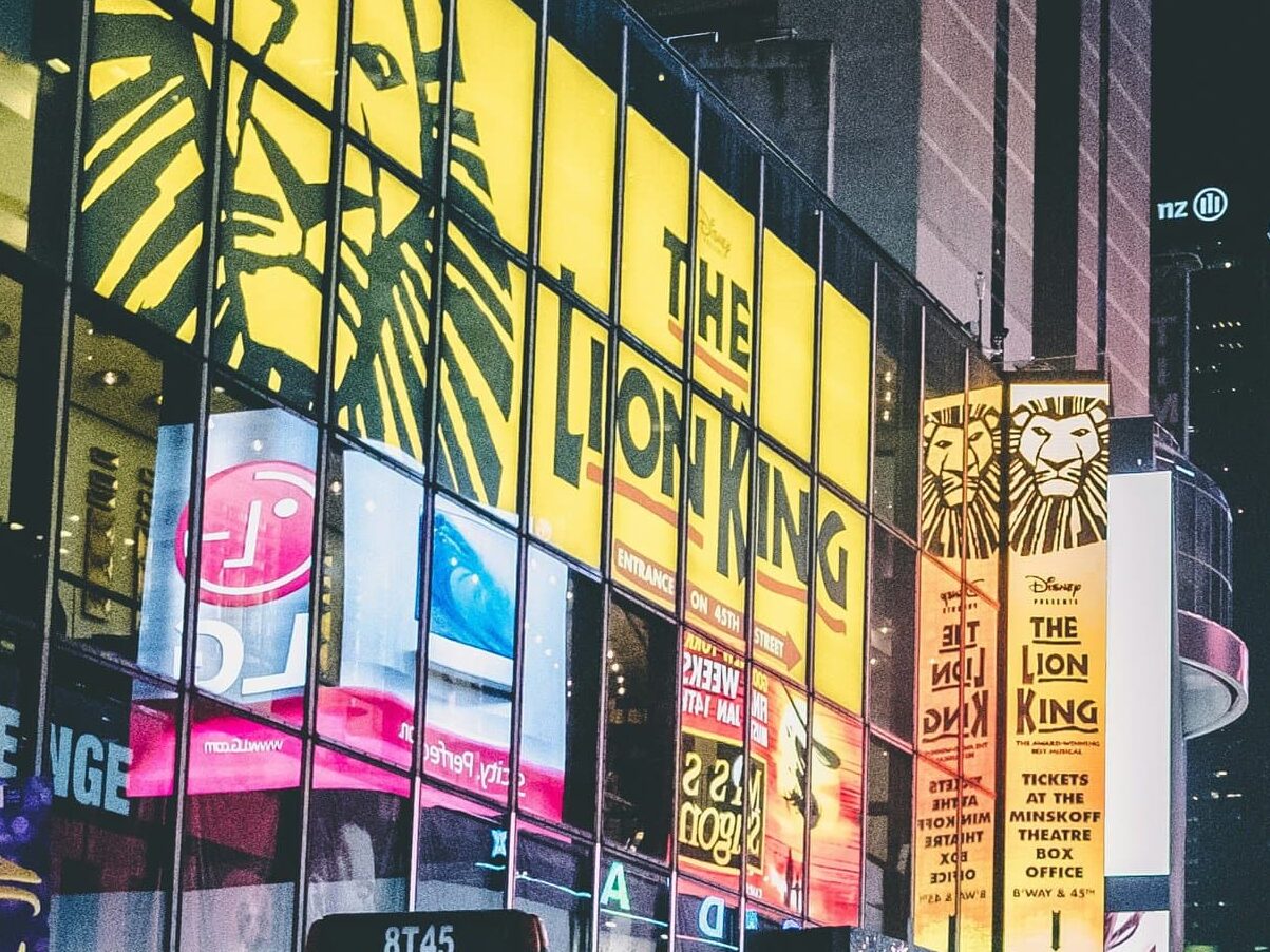 Experience the iconic Lion King on Broadway in New York's bustling Times Square.